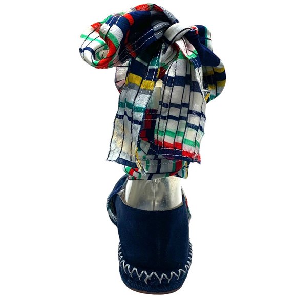 ZARA Woman Navy Suede Ribbon Lace Up Espadrilles Size 39 EU / 8 US - Picture 8 of 11